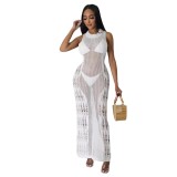 Women Dress Sun Protection Shirt Beach Long Dress Knitting Dress