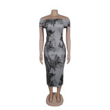Sexy Off Shoulder Printed Bodycon Dress