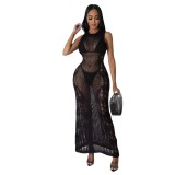 Women Dress Sun Protection Shirt Beach Long Dress Knitting Dress