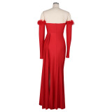 Women's Slit Long Sleeves Evening Dress