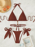 Women Crystal Diamond Lace-Up Backless Beach Bikini