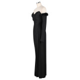 Women's Slit Long Sleeves Evening Dress
