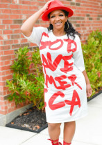 Plus Size Women Casual Letter Print Dress Plus Size Women Casual Letter Print Dress