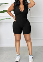 Women Sleeveless Zipper SolidStretch Sports Jumpsuit Women Sleeveless Zipper SolidStretch Sports Jumpsuit