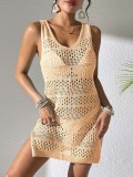 Women hollow cardigan vest dress knitting beach cardigan dress