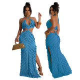 Women Sexy Halter Neck Lace Hollow Dress
