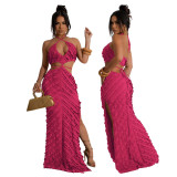 Women Sexy Halter Neck Lace Hollow Dress