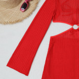 Women mesh hollow drawstring Lace-Up Swimwear Three-Piece