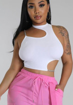 Women Metal Chain Crop T-shirt