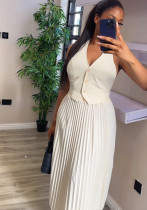 Women Summer Solid Halter Neck Vest And Skirt Casual Two-piece Set Women Summer Solid Halter Neck Vest And Skirt Casual Two-piece Set