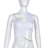 Women Metal Chain Crop T-shirt
