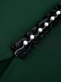 Women Chic Square Neck Bow Beaded Formal Party Dress