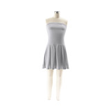 Women Summer Solid Strapless Dress