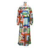Women's Spring Summer Chic Elegant Contrast Print Off Shoulder Wide Leg Casual Two-Piece Pants Set