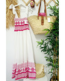 Women Summer Lace-up Print Bohemian Maxi Dress