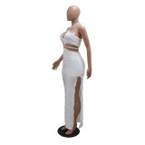 Women Sexy Halter Neck Lace Hollow Dress