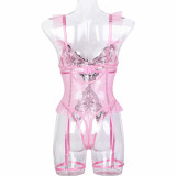 Women Embroidered Patchwork Polka Dot Net Bodysuit Sexy Lingerie