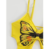 Women Bikini Butterfly Print Sexy Backless Two Pieces swimwear