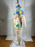 Women's Print Lace Patchwork Short Sleeve Shirt Shorts Two-Piece Set