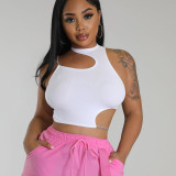 Women Metal Chain Crop T-shirt
