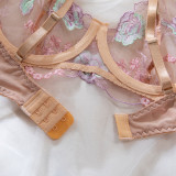 Summer Women's Sexy Flower Embroidery Bikini Lingerie Set