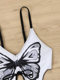 Women Bikini Butterfly Print Sexy Backless Two Pieces swimwear