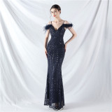 Luxury Sequins Plus Size Formal Party Evening Dress