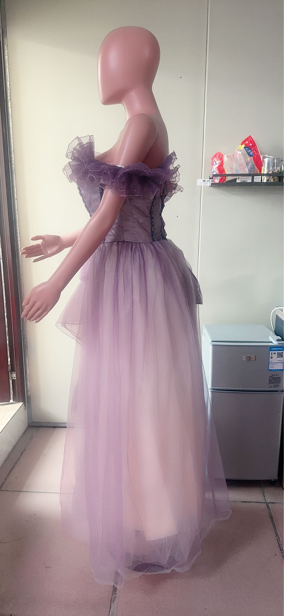 Purple Evening Dress Summer Women Off Shoulder Elegant Chic Long Cantata Dress(Processing time need 3-6 days)
