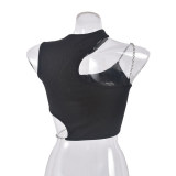 Women Metal Chain Crop T-shirt
