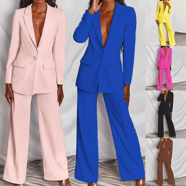 Women Fall/Winter Casual Blazer + Pants Two-Piece Set