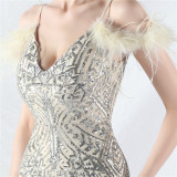 Luxury Sequins Plus Size Formal Party Evening Dress