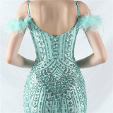 Luxury Sequins Plus Size Formal Party Evening Dress