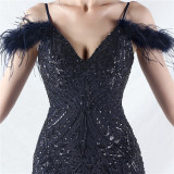 Luxury Sequins Plus Size Formal Party Evening Dress