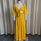 Women Spring Casual V-neck Sleeveless High Waist Solid Cascading Ruffle Loose Plus Size Two Piece Pants Set