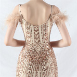 Luxury Sequins Plus Size Formal Party Evening Dress