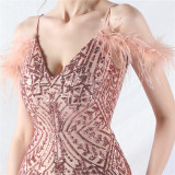 Luxury Sequins Plus Size Formal Party Evening Dress