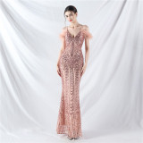 Luxury Sequins Plus Size Formal Party Evening Dress