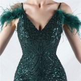 Luxury Sequins Plus Size Formal Party Evening Dress
