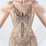 Luxury Sequins Plus Size Formal Party Evening Dress