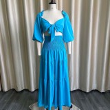 Women Spring Casual V-neck Sleeveless High Waist Solid Cascading Ruffle Loose Plus Size Two Piece Pants Set