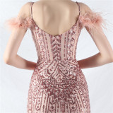 Luxury Sequins Plus Size Formal Party Evening Dress