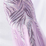 Sequin Mesh Patchwork Strapless Mermaid Evening Dress