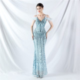 Luxury Sequins Plus Size Formal Party Evening Dress