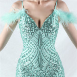 Luxury Sequins Plus Size Formal Party Evening Dress