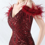 Luxury Sequins Plus Size Formal Party Evening Dress