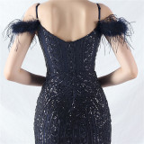 Luxury Sequins Plus Size Formal Party Evening Dress