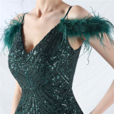 Luxury Sequins Plus Size Formal Party Evening Dress