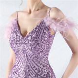 Luxury Sequins Plus Size Formal Party Evening Dress