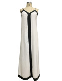 Summer Women Fashion Color Matching Strap Holidays Dress
