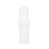 Spring Women's Knitting Texture Sleeveless Strap Bodycon Dress